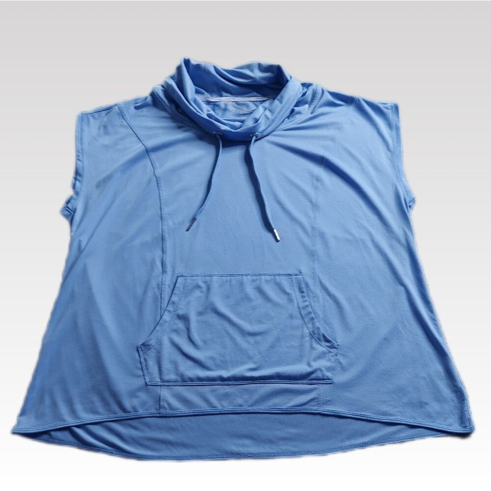 CK Performance Fitness Top 2X Blue Sleeveless Drawstring Neck Active Wear Shirt